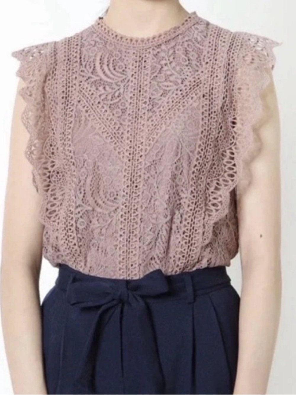 cable & gauge Women’s Lace/Crochet Top Cap Sleeve Size XS Dark Mauve/Lilac